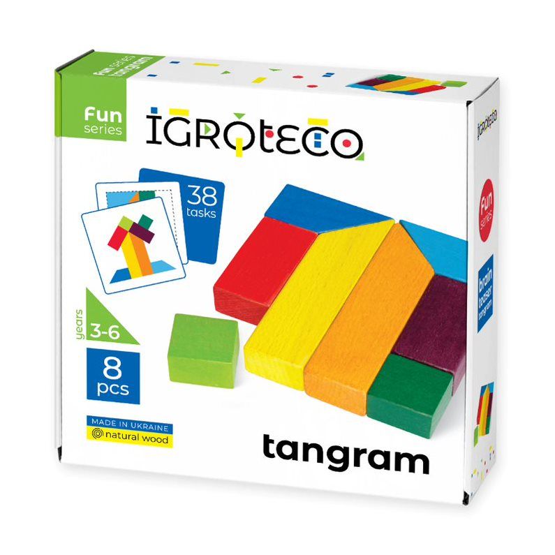 Wooden Tangram Puzzle with Tasks