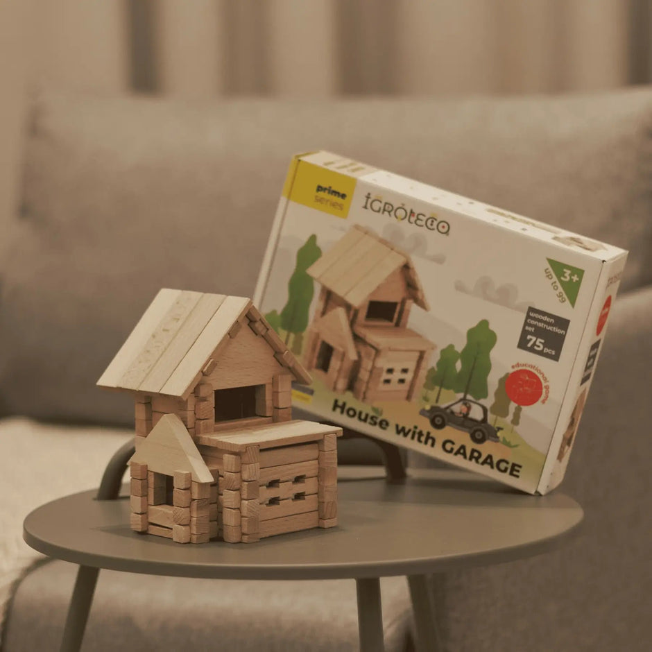 Constructor wooden House with a garage