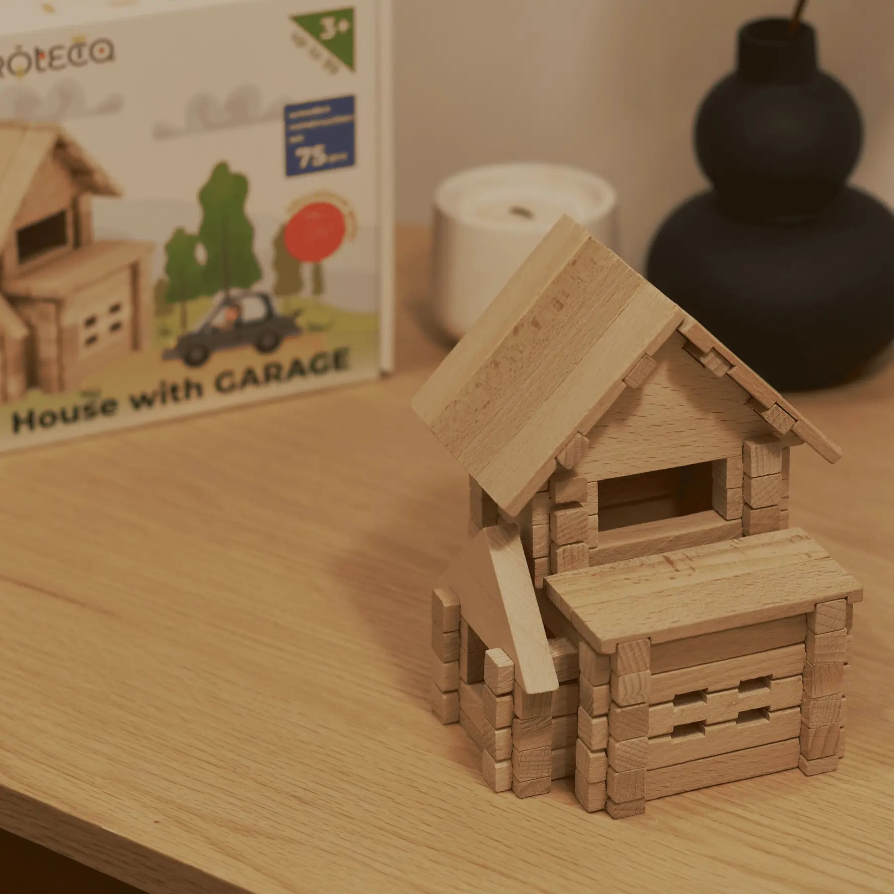 Constructor wooden House with a garage