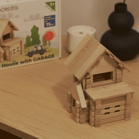 Constructor wooden House with a garage
