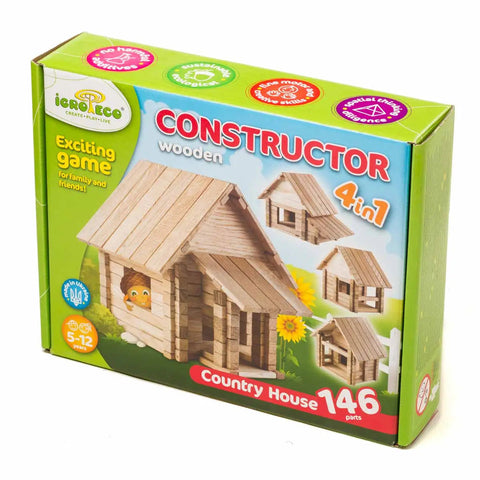 Constructor wooden country house 4 in 1