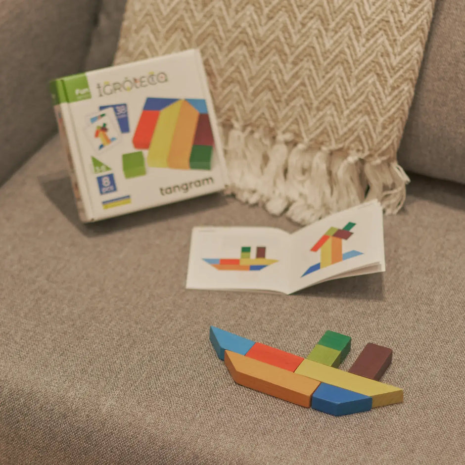 Wooden Tangram Puzzle with Tasks
