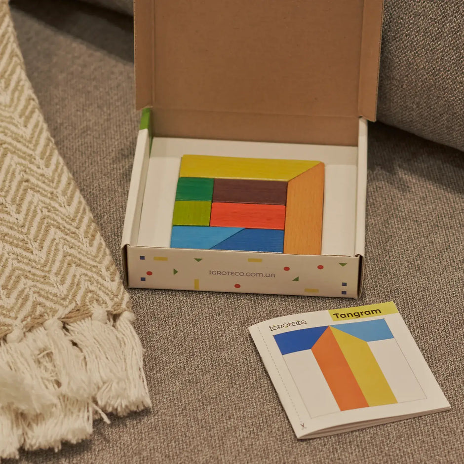 Wooden Tangram Puzzle with Tasks