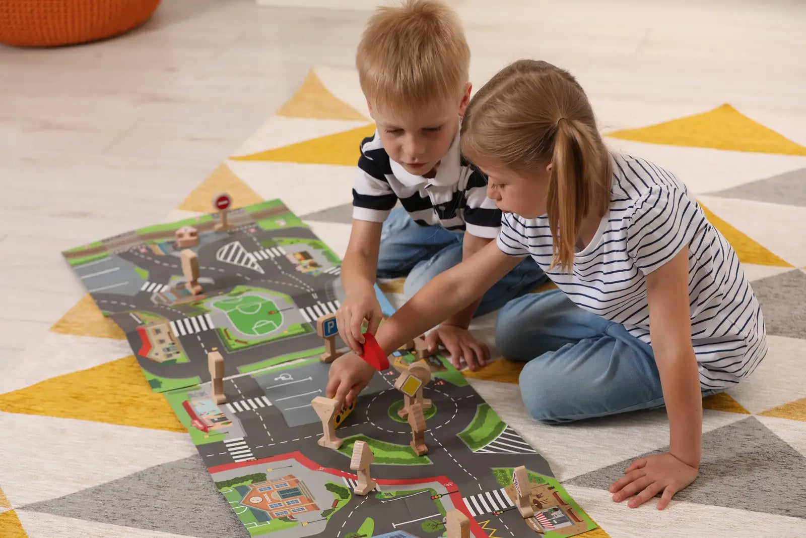Road Signs with Roads - Developmental Wooden Toy for Toddlers