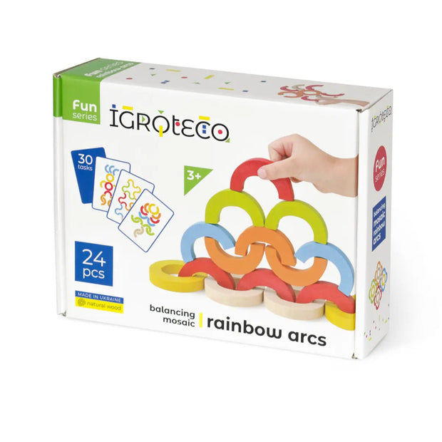 Rainbow arcs. Educational wooden toy-balancer