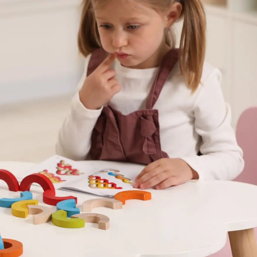 Rainbow arcs. Educational wooden toy-balancer