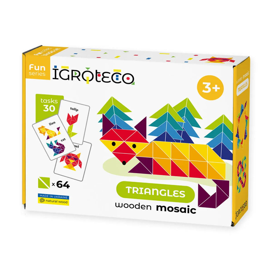 Triangular mosaic made of wood for children