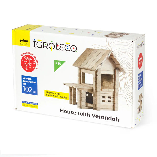 Constructor wooden House with a veranda