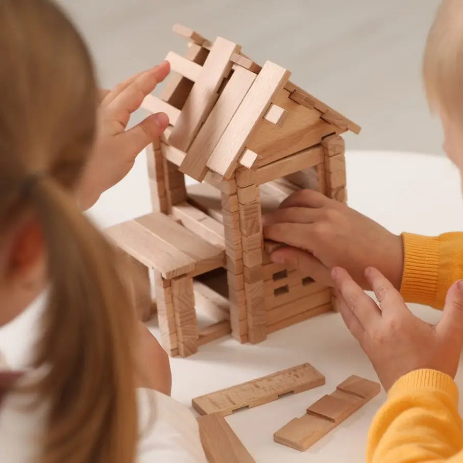 Constructor wooden House with a veranda